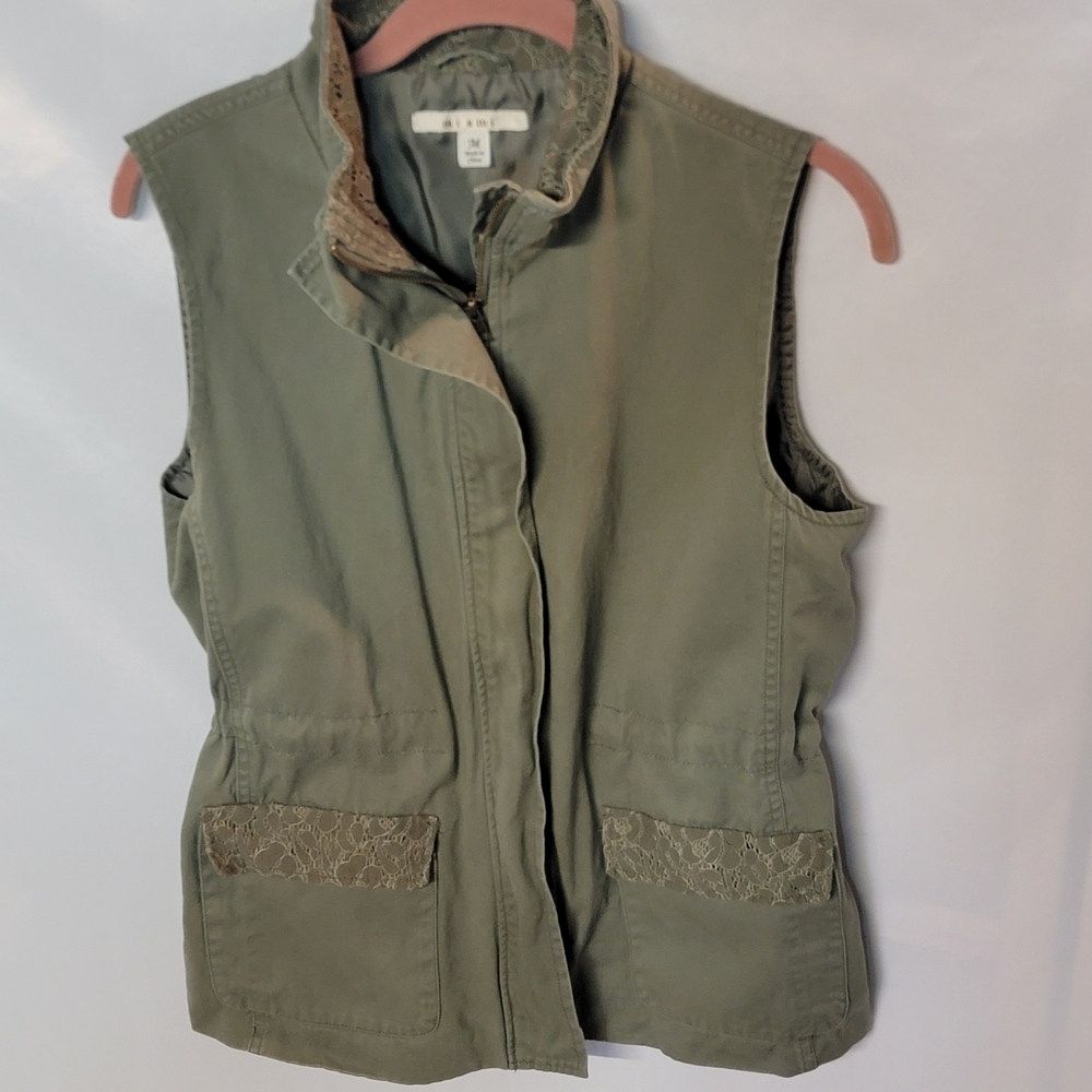 Miami Olive Green Vest with Lace Details